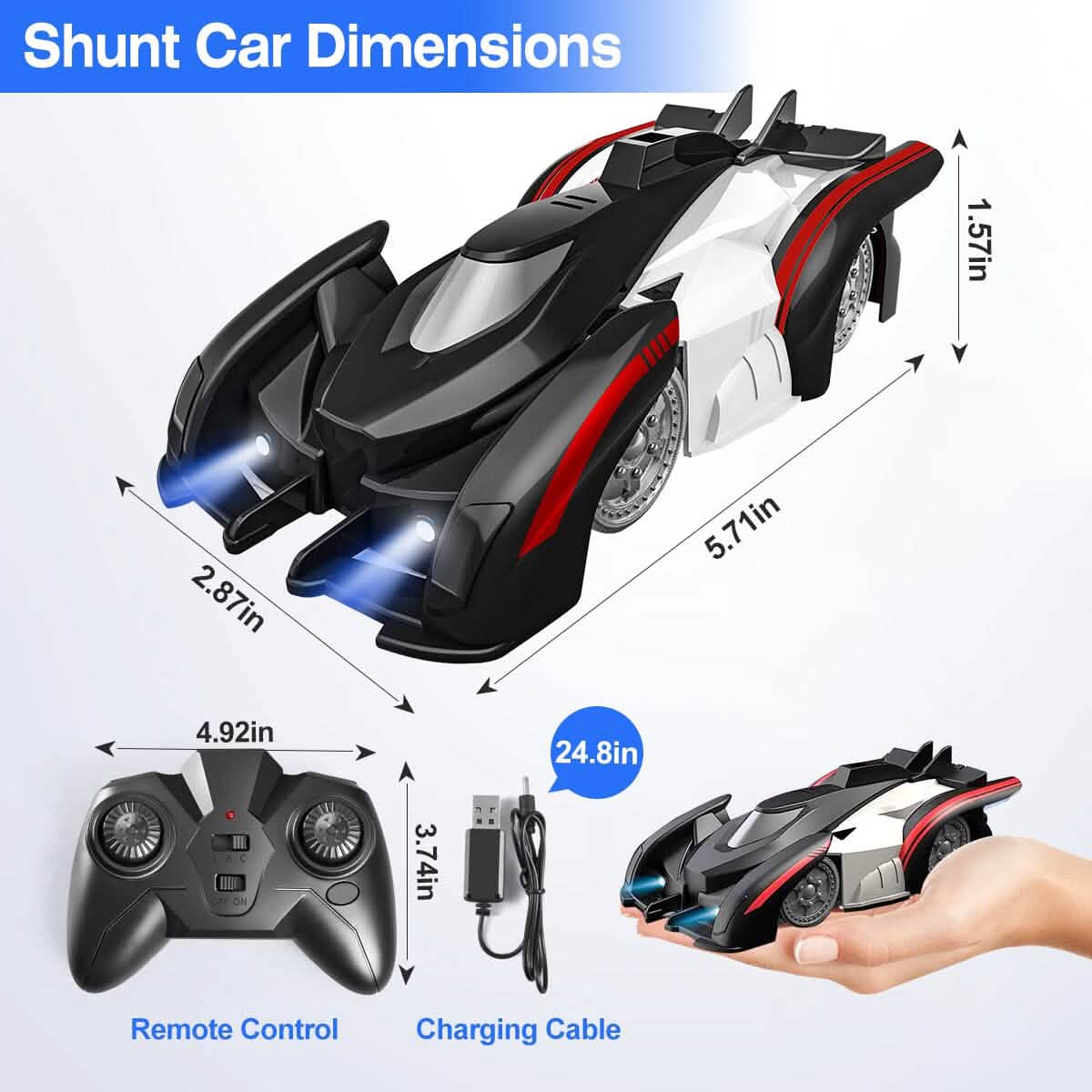 360¬∞ Rotating Electric Wall Climbing Remote Control Dual Mode Car - A-1 Thread Vault