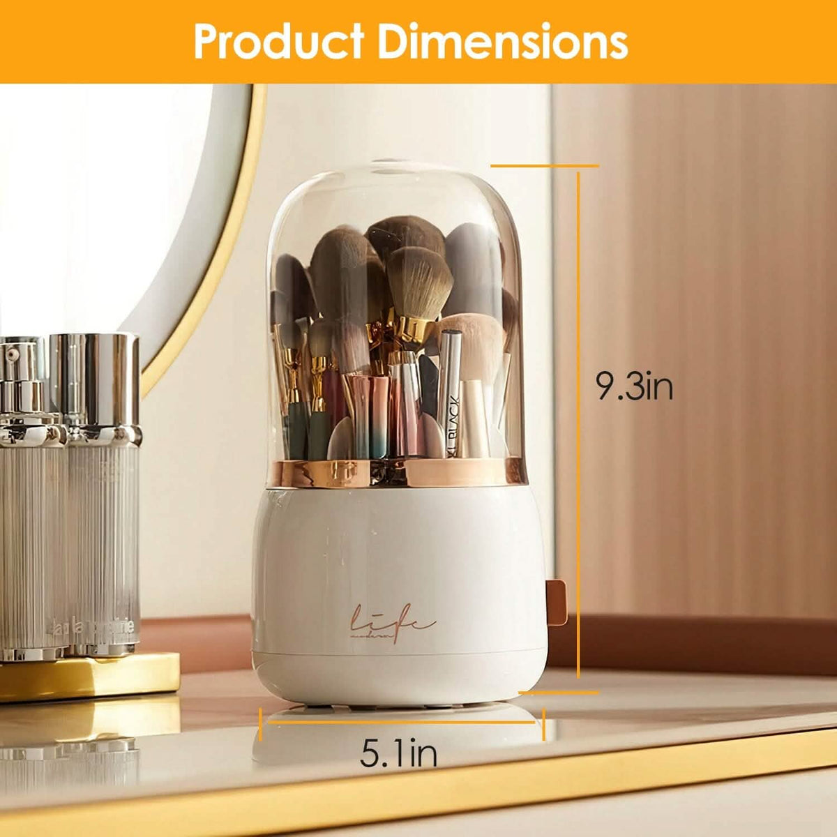 360¬∞ Rotating Makeup Brush Holder with Lid Makeup Organizer - A-1 Thread Vault