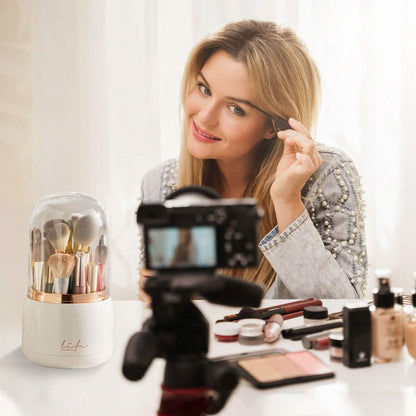 360¬∞ Rotating Makeup Brush Holder with Lid Makeup Organizer - A-1 Thread Vault