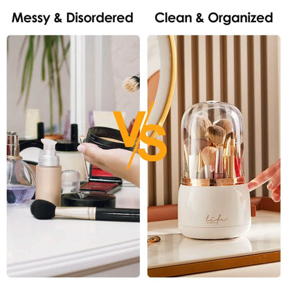 360¬∞ Rotating Makeup Brush Holder with Lid Makeup Organizer - A-1 Thread Vault