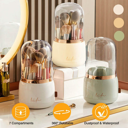 360¬∞ Rotating Makeup Brush Holder with Lid Makeup Organizer - A-1 Thread Vault