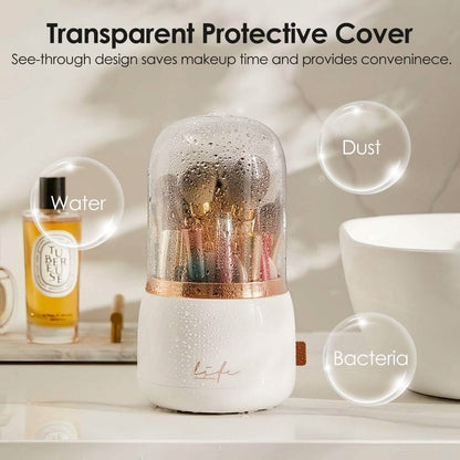 360¬∞ Rotating Makeup Brush Holder with Lid Makeup Organizer - A-1 Thread Vault