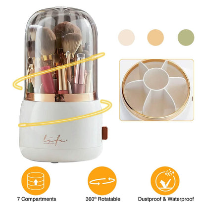 360¬∞ Rotating Makeup Brush Holder with Lid Makeup Organizer - A-1 Thread Vault