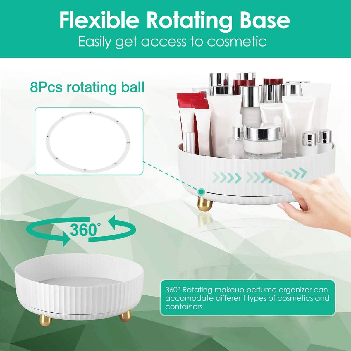 360¬∞ Spinning Perfume Cosmetic Storage Tray 22Lbs Load - A-1 Thread Vault