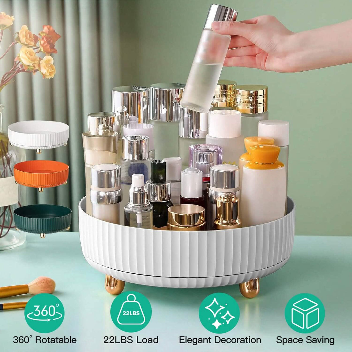 360¬∞ Spinning Perfume Cosmetic Storage Tray 22Lbs Load - A-1 Thread Vault
