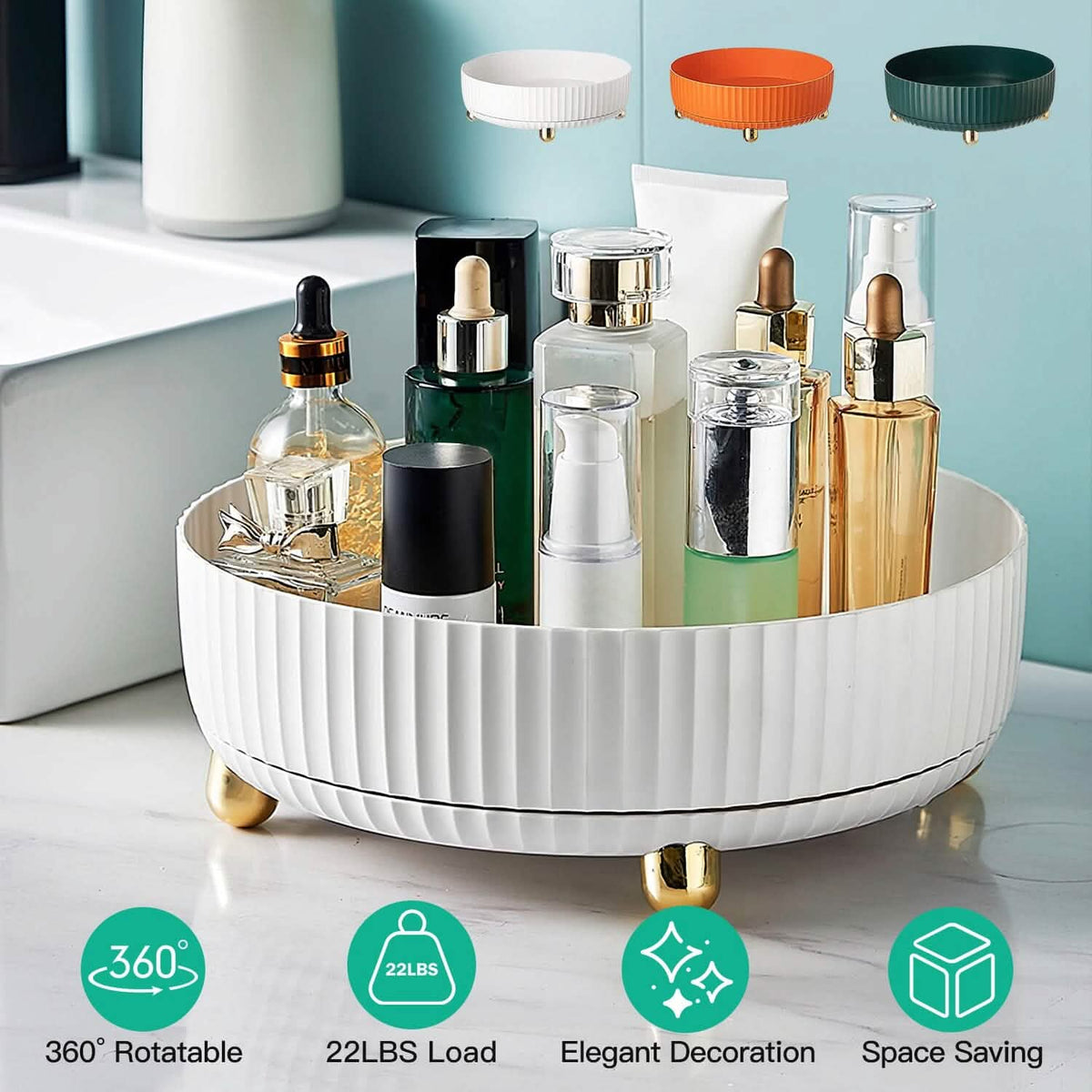 360¬∞ Spinning Perfume Cosmetic Storage Tray 22Lbs Load - A-1 Thread Vault