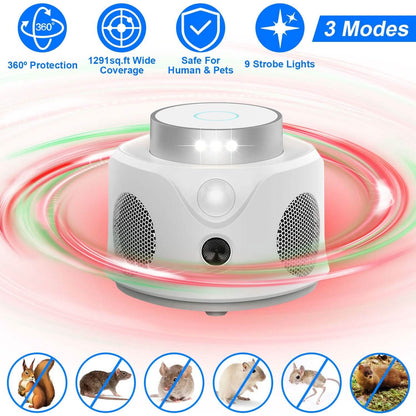 360° Ultrasonic Mice Repellent Indoor with 3 Modes 9 Strobe Lights - A-1 Thread Vault