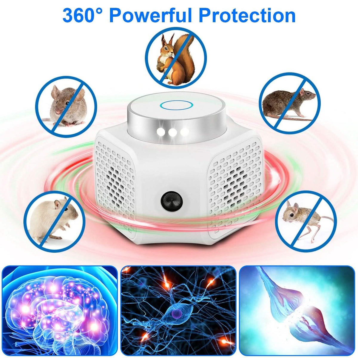 360° Ultrasonic Rodent Chaser Electronic Plug-in Mouse Control - A-1 Thread Vault
