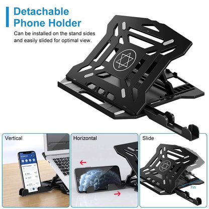 360º Rotating Laptop Riser Stand with Phone Stand 8 Level Adjustable Height - A-1 Thread Vault