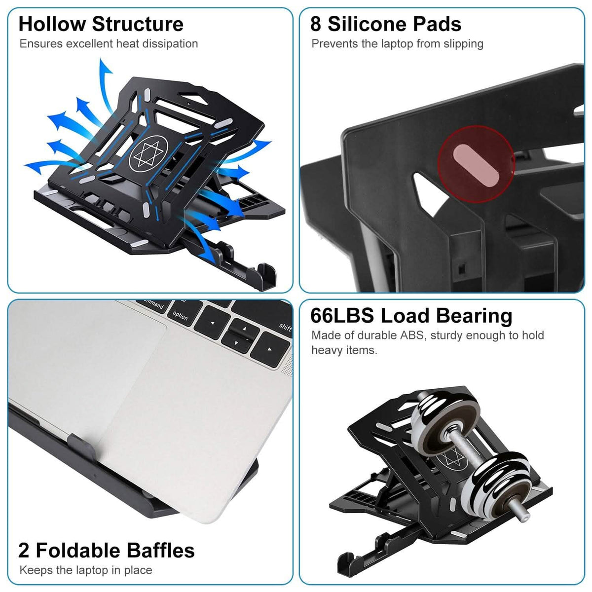 360º Rotating Laptop Riser Stand with Phone Stand 8 Level Adjustable Height - A-1 Thread Vault