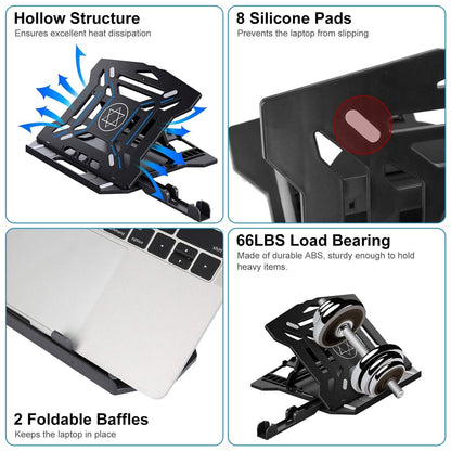 360º Rotating Laptop Riser Stand with Phone Stand 8 Level Adjustable Height - A-1 Thread Vault