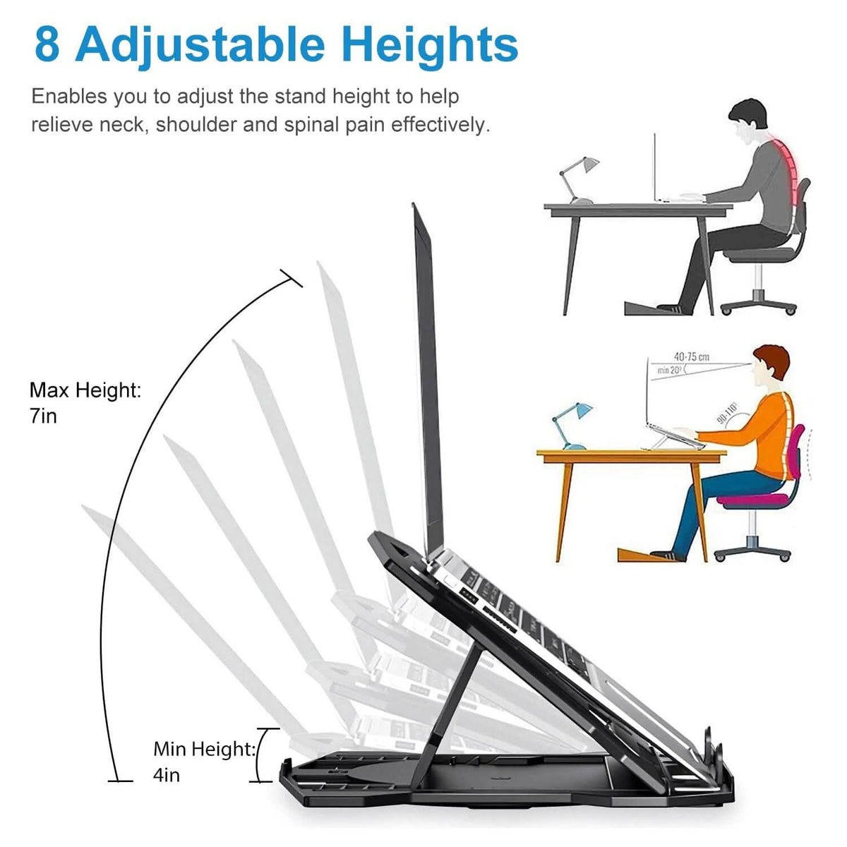 360º Rotating Laptop Riser Stand with Phone Stand 8 Level Adjustable Height - A-1 Thread Vault