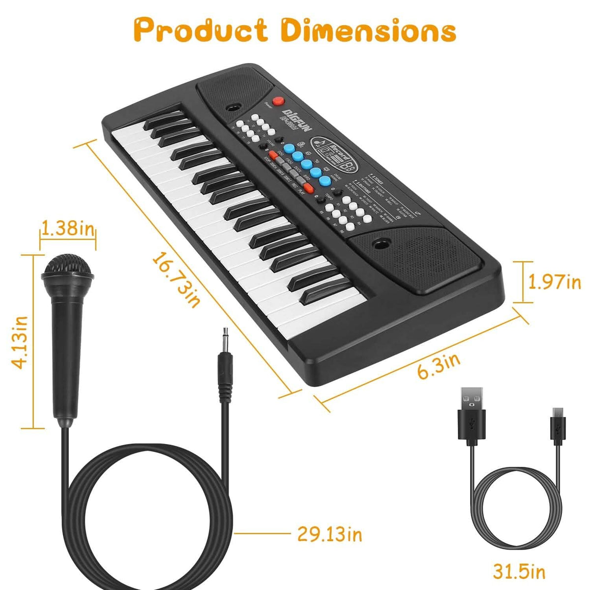 37 Keys Digital Music Electronic Keyboard Instrument with Microphone - A-1 Thread Vault