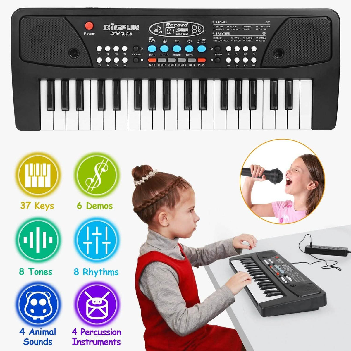 37 Keys Digital Music Electronic Keyboard Instrument with Microphone - A-1 Thread Vault