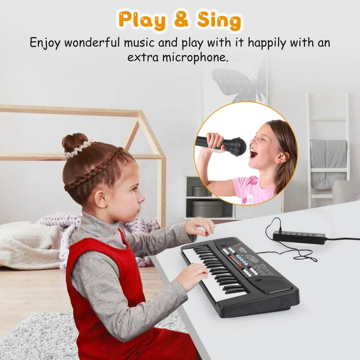 37 Keys Digital Music Electronic Keyboard Instrument with Microphone - A-1 Thread Vault