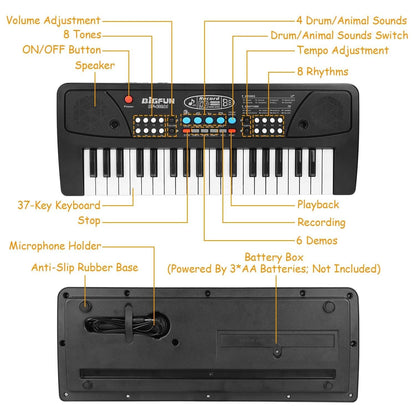 37 Keys Digital Music Electronic Keyboard Instrument with Microphone - A-1 Thread Vault