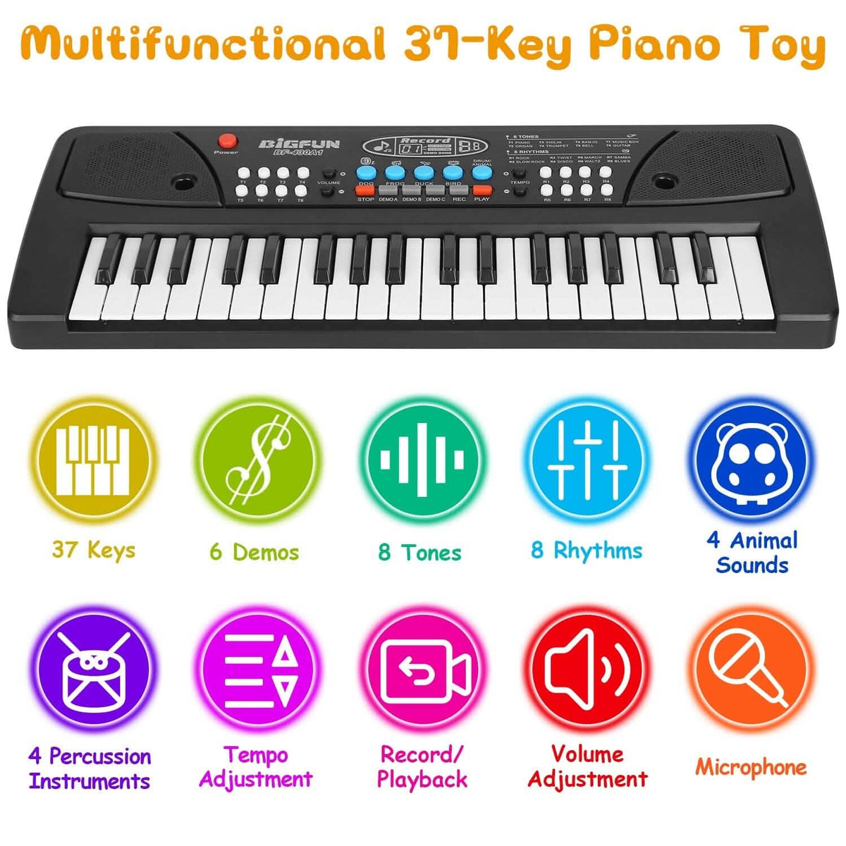 37 Keys Digital Music Electronic Keyboard Instrument with Microphone - A-1 Thread Vault