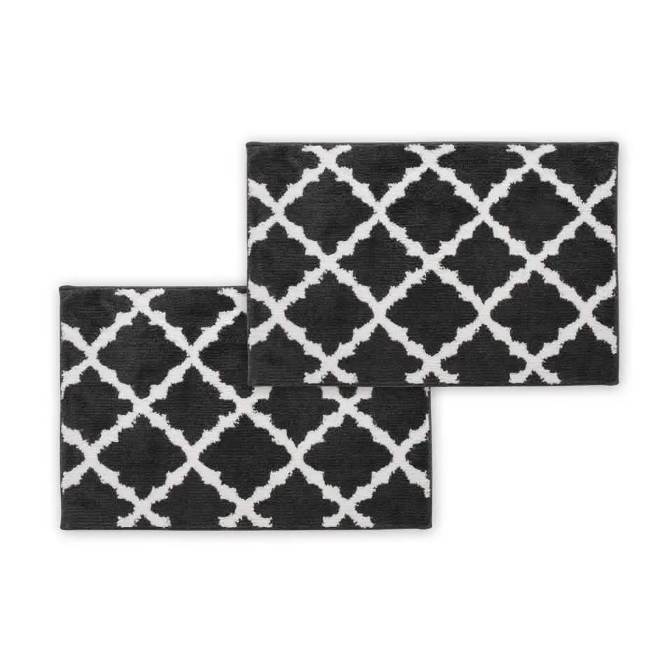 Bibb Home 1-2 Pack Trellis Micro Shag Bath Rugs 17" X 24" - A-1 Thread Vault