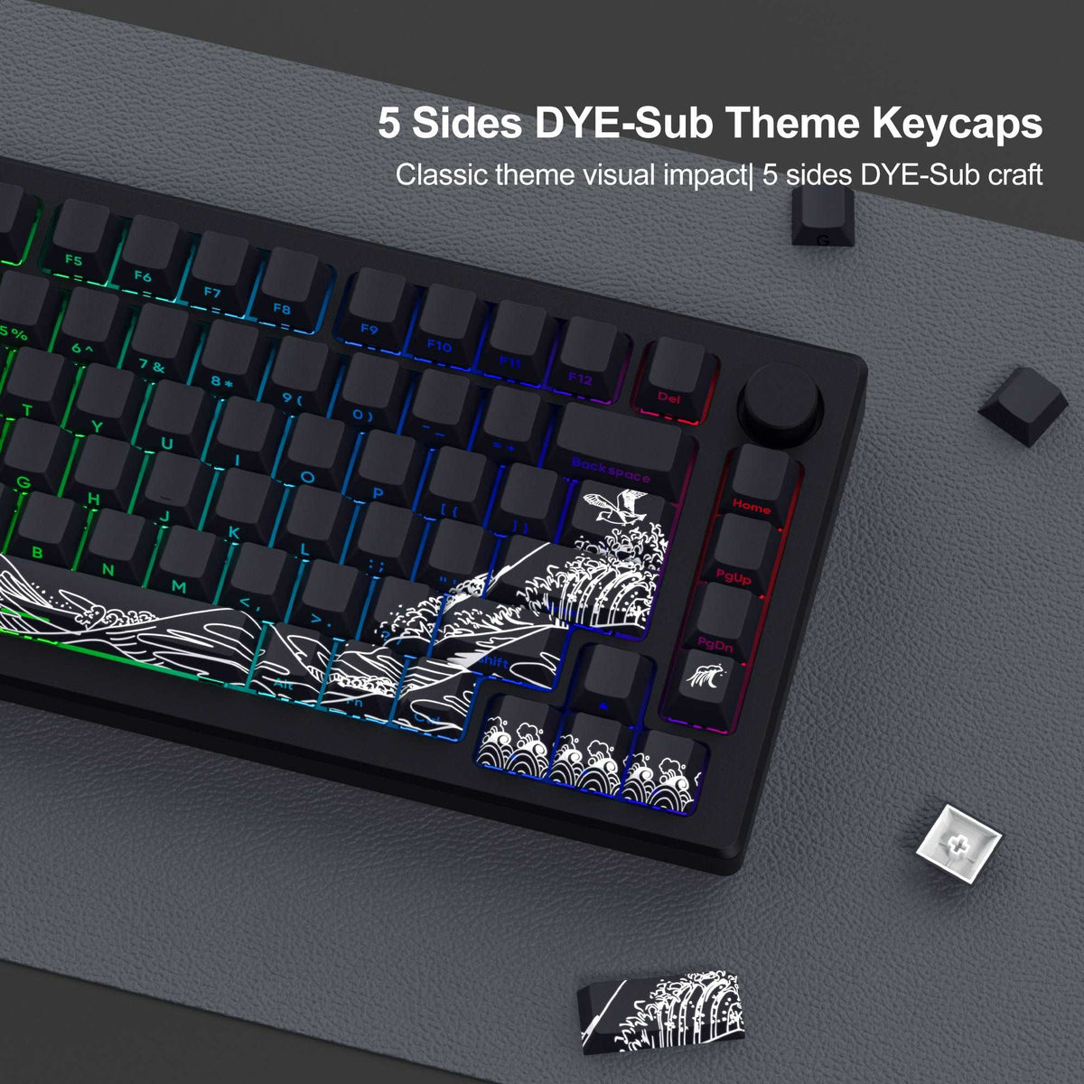 XVX Wave of Kanagawa Cherry Profile Side Print Dye-sub PBT Keycap Set (131-Key) - A-1 Thread Vault
