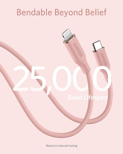Anker <b>641</b> USB-C to Lightning Cable (Flow, 3 ft Silicone) - A-1 Thread Vault