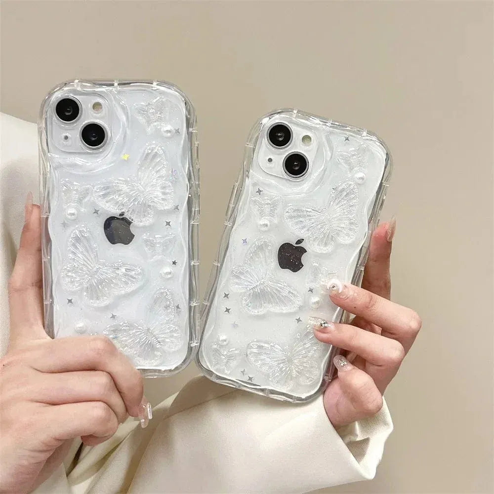 3D Butterfly Crystal Bling Glitter Pearl iPhone Case - A-1 Thread Vault