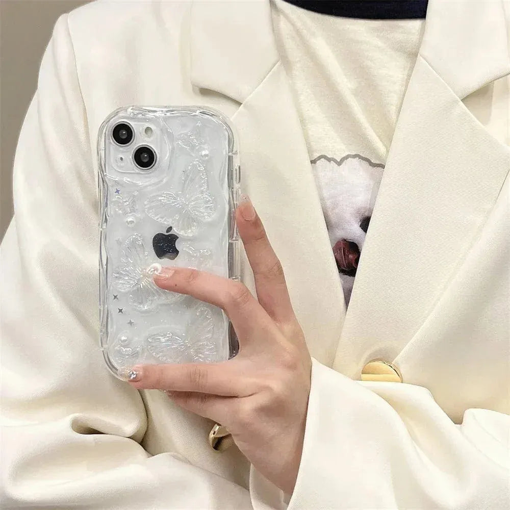 3D Butterfly Crystal Bling Glitter Pearl iPhone Case - A-1 Thread Vault