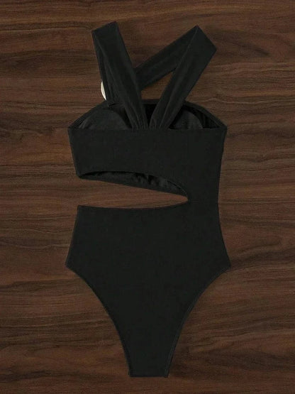 3D Flower Solid 2026 One-shoulder Swimwear Women Sexy Push UP Hollow One Piece Swimsuit Monokini Summer Beach Lady Bathing Suit - A-1 Thread Vault