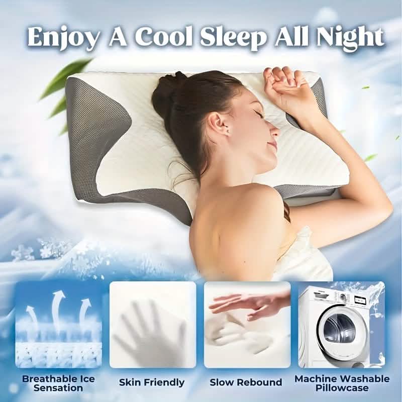 Ergonomic Memory Foam Neck Pillow – Slow Rebound, Back & Side Sleeper - A-1 Thread Vault