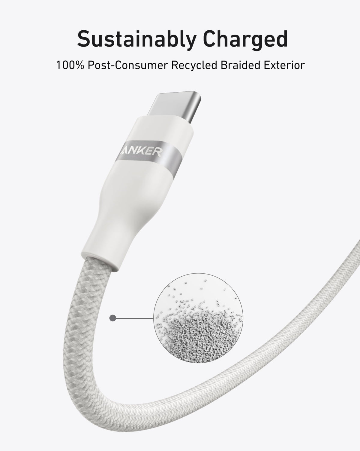 Anker USB-C to USB-C Cable (3 ft / 6 ft, 240W, Upcycled-Braided) - A-1 Thread Vault
