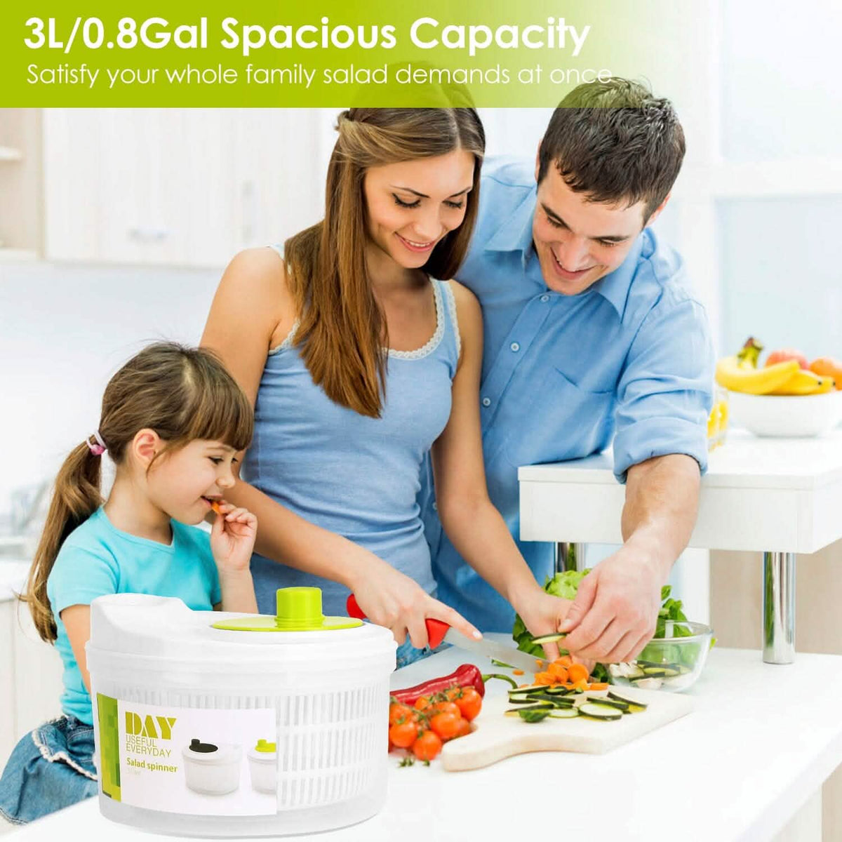 3L/0.8Gal Salad Spinner Washer with Lid - A-1 Thread Vault