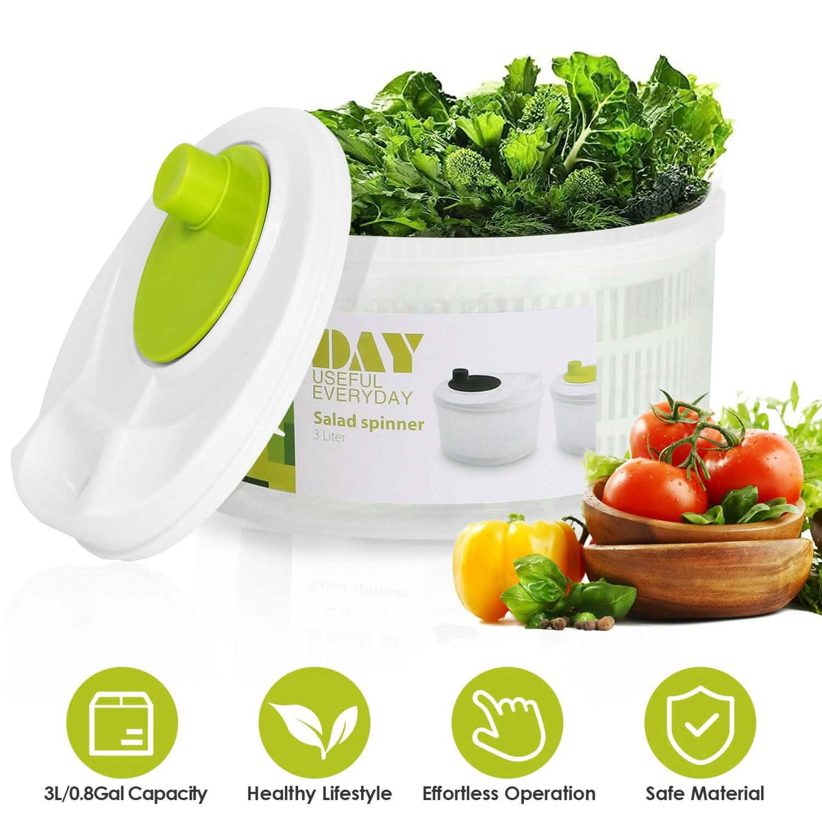 3L/0.8Gal Salad Spinner Washer with Lid - A-1 Thread Vault