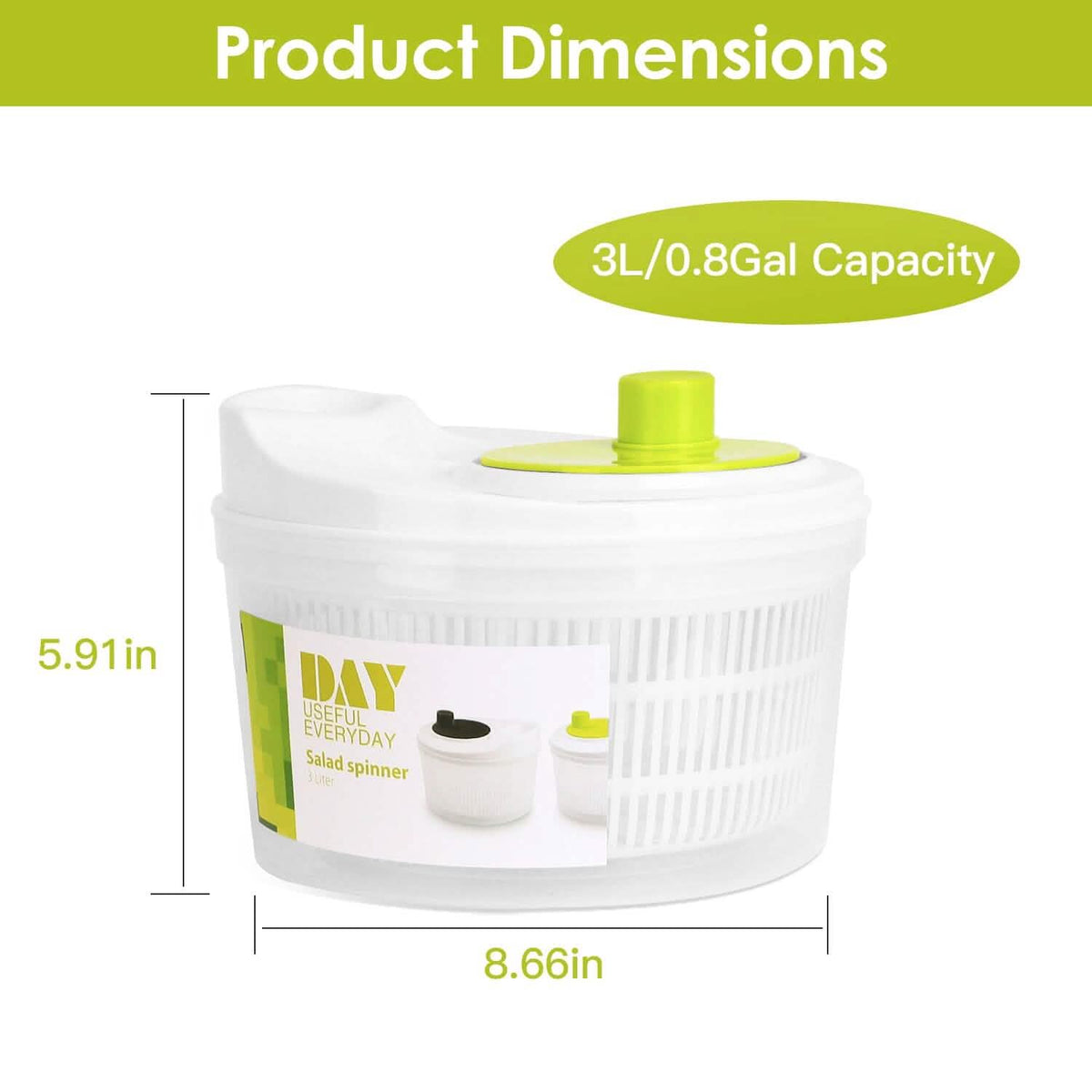 3L/0.8Gal Salad Spinner Washer with Lid - A-1 Thread Vault