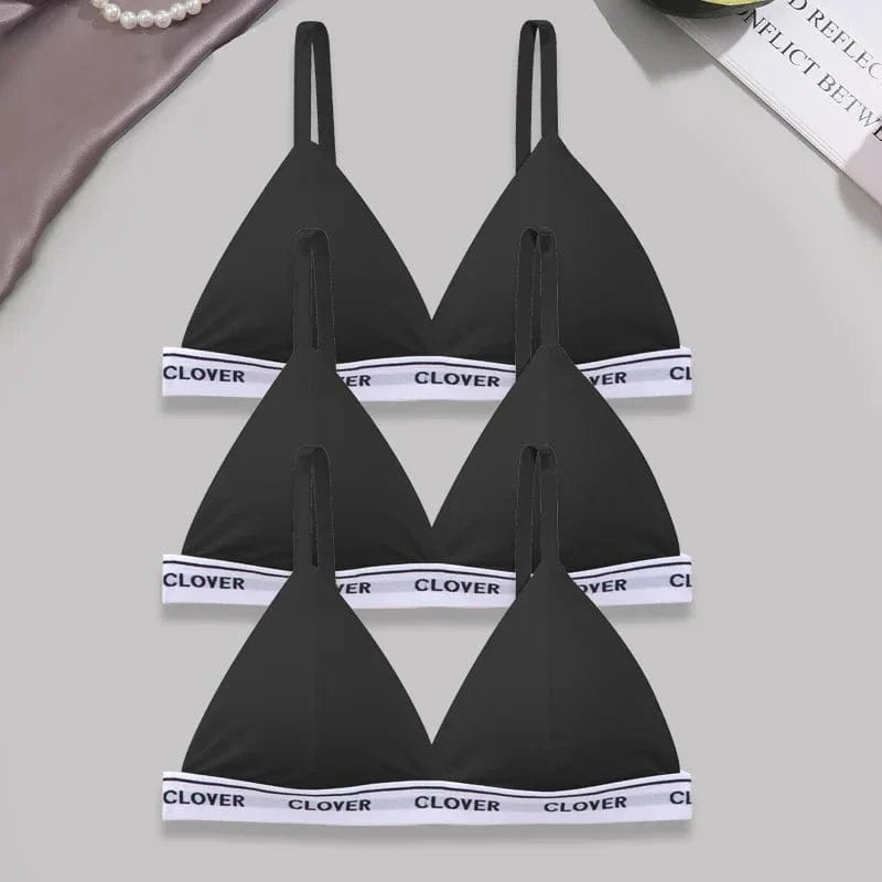 3PCS Cotton Bras Women Padded Triangle Cup Bras Female Comfortable Wireless Underwear Breathable Soft Intimates Lingerie Bras - A-1 Thread Vault