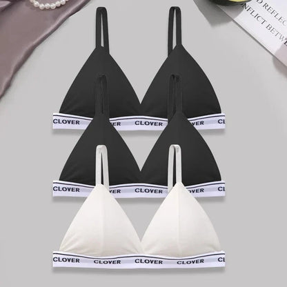 3PCS Cotton Bras Women Padded Triangle Cup Bras Female Comfortable Wireless Underwear Breathable Soft Intimates Lingerie Bras - A-1 Thread Vault
