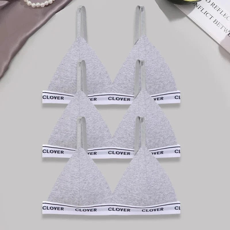 3PCS Cotton Bras Women Padded Triangle Cup Bras Female Comfortable Wireless Underwear Breathable Soft Intimates Lingerie Bras - A-1 Thread Vault