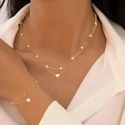3pcs Heart Necklace & Bracelet Set for Women - A-1 Thread Vault