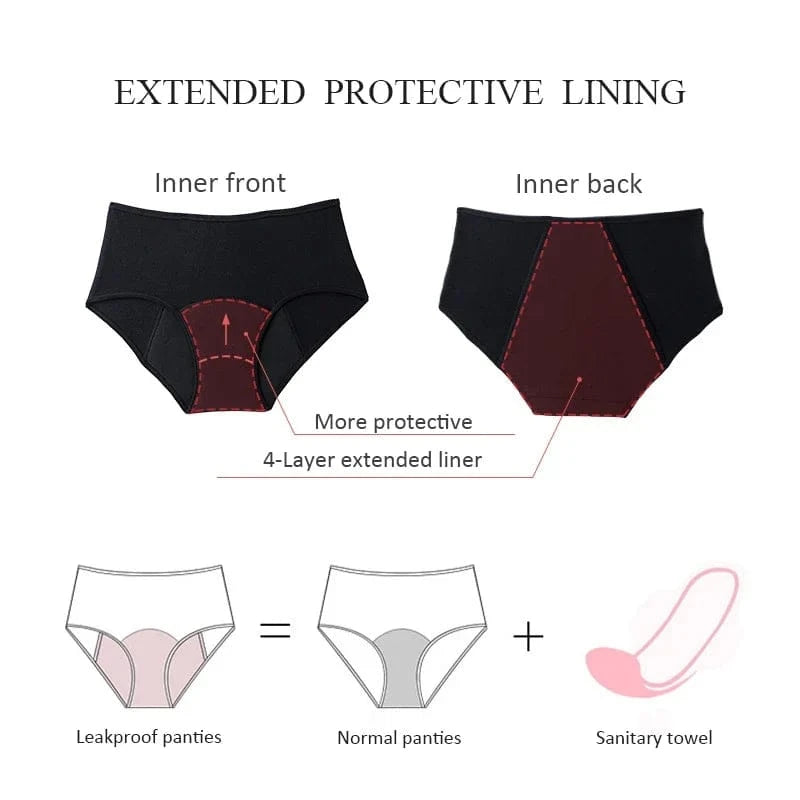 3Pcs Heavy Flow Menstrual Panties 4-Layer Women Period Physiological Underwear EU Size Absorbency Leak Proof Incontinence Brie - A-1 Thread Vault