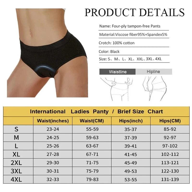 3Pcs Heavy Flow Menstrual Panties 4-Layer Women Period Physiological Underwear EU Size Absorbency Leak Proof Incontinence Brie - A-1 Thread Vault