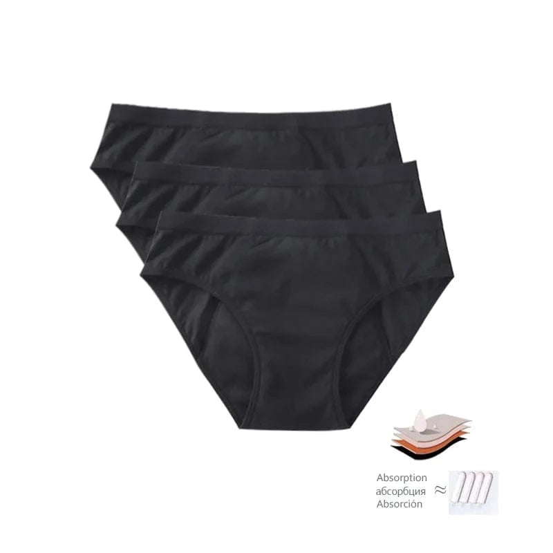 3Pcs Heavy Flow Menstrual Panties 4-Layer Women Period Physiological Underwear EU Size Absorbency Leak Proof Incontinence Brie - A-1 Thread Vault