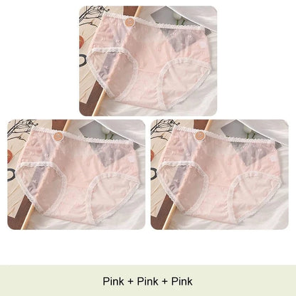 3PCS Lifter Women Fashion Female Panties Mesh Thin Plus Size Panties Lingerie Sexy Underware Woman Underwear Briefs Seamless - A-1 Thread Vault