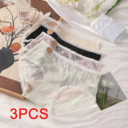 3PCS Lifter Women Fashion Female Panties Mesh Thin Plus Size Panties Lingerie Sexy Underware Woman Underwear Briefs Seamless - A-1 Thread Vault