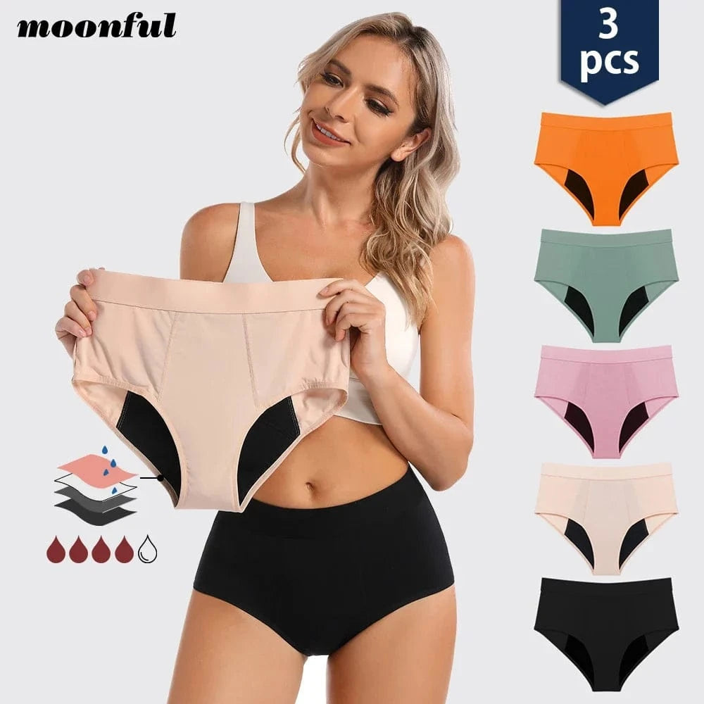 3PCS/Lot Menstrual Panties Woman Very Abundant Flow Menstruation Underwear High Waist Leak Proof Period Panties for Girls Set - A-1 Thread Vault