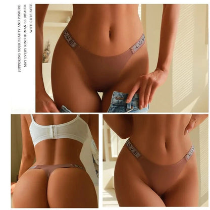 3Pcs/Set Low Waist Sexy Panties Women Thongs Rhinestones Letter Diamonds G-string Sports Thong Shorts Briefs T-back Size XS-XL - A-1 Thread Vault