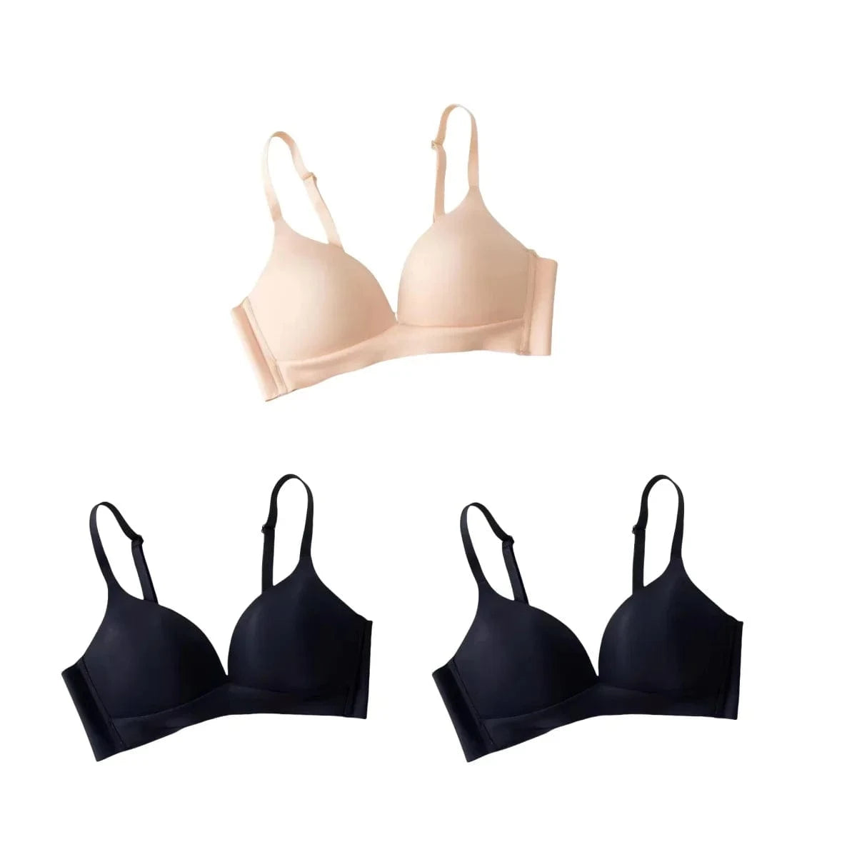 3Pcs/Set Seamless Bras For Women Non-wire Glossy Underwear Push Up Bra Without Steel Ring 3/4 Cup Female Comfort Lingerie - A-1 Thread Vault