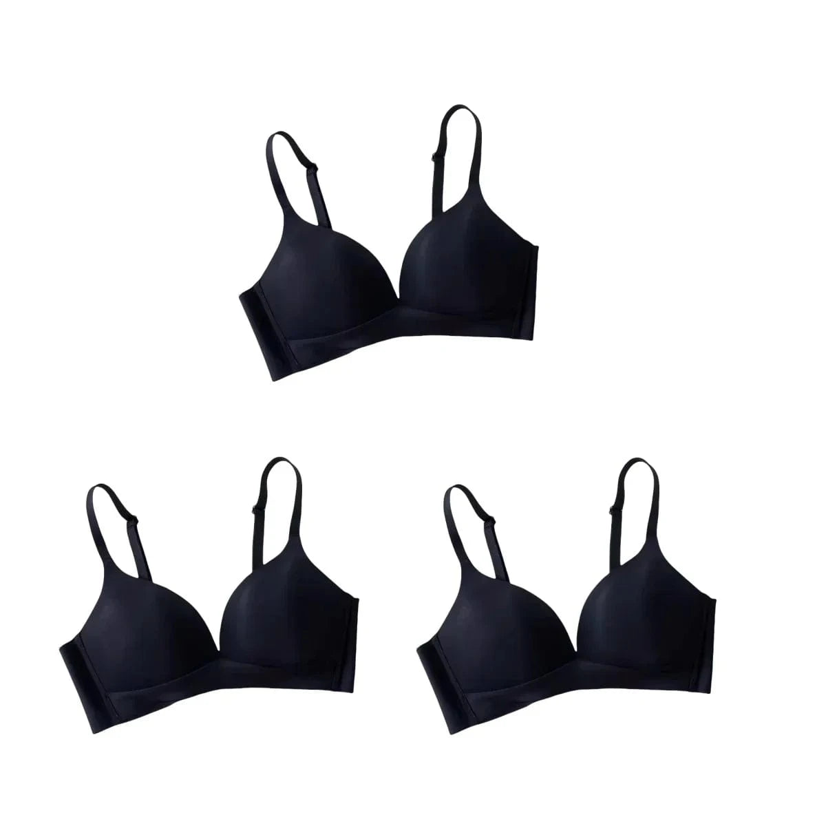 3Pcs/Set Seamless Bras For Women Non-wire Glossy Underwear Push Up Bra Without Steel Ring 3/4 Cup Female Comfort Lingerie - A-1 Thread Vault