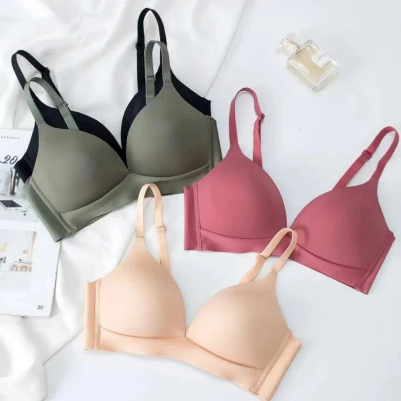 3Pcs/Set Seamless Bras For Women Non-wire Glossy Underwear Push Up Bra Without Steel Ring 3/4 Cup Female Comfort Lingerie - A-1 Thread Vault