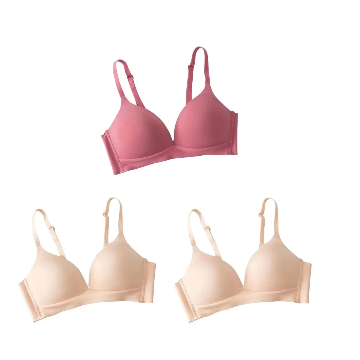 3Pcs/Set Seamless Bras For Women Non-wire Glossy Underwear Push Up Bra Without Steel Ring 3/4 Cup Female Comfort Lingerie - A-1 Thread Vault