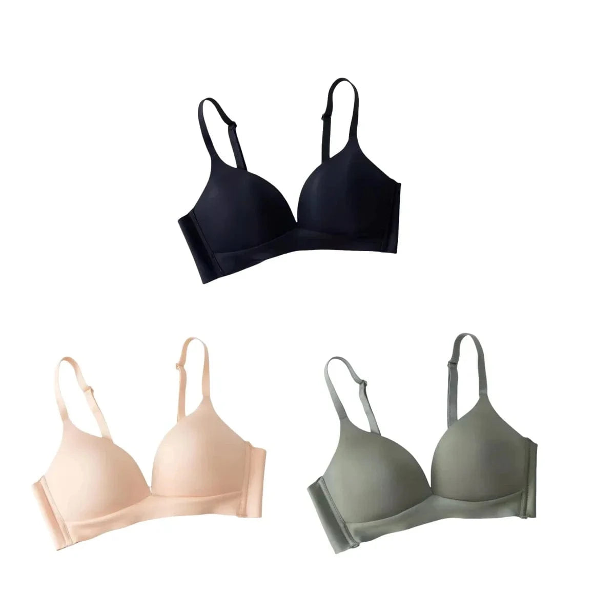 3Pcs/Set Seamless Bras For Women Non-wire Glossy Underwear Push Up Bra Without Steel Ring 3/4 Cup Female Comfort Lingerie - A-1 Thread Vault