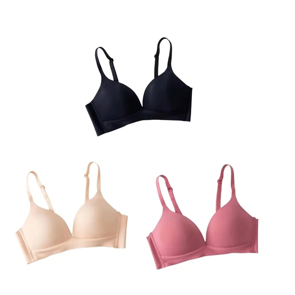 3Pcs/Set Seamless Bras For Women Non-wire Glossy Underwear Push Up Bra Without Steel Ring 3/4 Cup Female Comfort Lingerie - A-1 Thread Vault