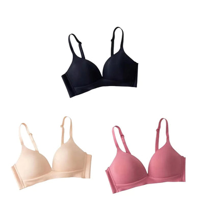 3Pcs/Set Seamless Bras For Women Non-wire Glossy Underwear Push Up Bra Without Steel Ring 3/4 Cup Female Comfort Lingerie - A-1 Thread Vault